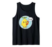 Cute Yellow Lemon answering Phone Fruit Pun Humor Dad Joke Tank Top