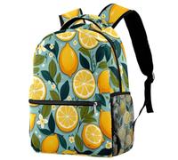 Cute Yellow Lemons Printed Large Travel Backpack Multiple Pockets Adjustable Straps Causal School Backpack Unisex Work Daypack