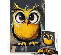 Cute Yellow Owl Painting Jigsaw Puzzles for Adults1000 Piece Logic Fun Sharp Detail Playful Challenge Christmas Idea (50x75cm)