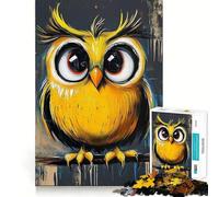 Cute Yellow Owl Painting Jigsaw Puzzles for Adults1000 Piece Logic Fun Sharp Detail Playful Challenge Christmas Idea (50x75cm)