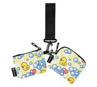 Cute Yellow Rubber Ducks Dual Wristlet Wallets for Women Mini Fashion Business Card Holder with Keychain for Women Men 2 Pcs, Yellow Rubber Ducks, One Size