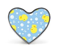 Cute Yellow Rubber Ducks with Bubbles on Light Blue Heart Brooch Pin, Unisex Smooth Surface Lapel Tie Pin, Lightweight Badge Jewelry Crafts Decor for Costume Accessory Men Women