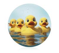 Cute Yellow Rubber Ducky Cutting Board for Kitchen Mini Cheese Chopping Board Round Tempered Glass Chopping Block for Picnic Cutting Pizza Meat Fruit(7.9 Inch)