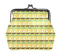 Cute Yellow Sailboat Pattern Women’s PU Leather Coin Wallets Girls Mini Buckle Coin Purse Pouch