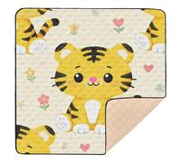 Cute Yellow Tigers Soft Thick Baby Activity Play Mat for Indoor Outdoor Comfortable Foldable Activity Gym Mat for Baby Kids Toddlers Infants, 50'' x 50''