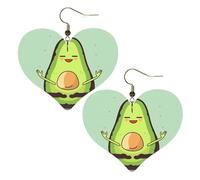 Cute Yoga Avocado Heart Earrings Faux Leather Double Sided Drop Dangle Earrings Fashion Lightweight Jewelry Gifts For Women'S Ear Accessories
