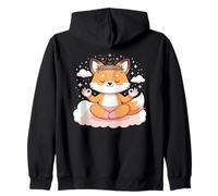 Cute Yoga Fox Lotus Pose Mandala Design for Mindfulness Zip Hoodie