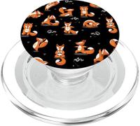 cute yoga foxes animal funny black PopSockets PopGrip for MagSafe