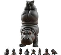 Cute Yoga Hippopotamus Statue, Clumsy Yoga Master Hippo, 3D Fun Yoga Hippo sculpture, Unique Meditation Yoga Hippopotamus Statue for Home Office Desktop Decor (#5)