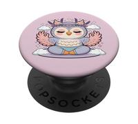 Cute Yoga Owl Lotus Pose Mandala Design for Mindfulness PopSockets Adhesive PopGrip