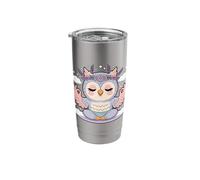 Cute Yoga Owl Lotus Pose Mandala Design for Mindfulness Stainless Steel Insulated Tumbler