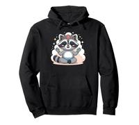 Cute Yoga Raccoon Lotus Pose Mandala Design for Mindfulness Pullover Hoodie