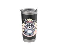 Cute Yoga Raccoon Lotus Pose Mandala Design for Mindfulness Stainless Steel Insulated Tumbler