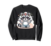 Cute Yoga Raccoon Lotus Pose Mandala Design for Mindfulness Sweatshirt