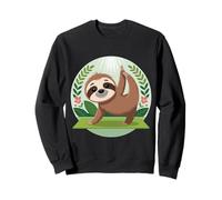 Cute Yoga Sloth Cartoon Relaxing Pose Nature Scene Sweatshirt