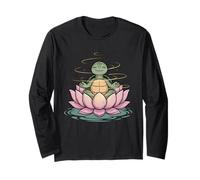 Cute Yoga Turtle Lotus Pose Mandala Design for Mindfulness Long Sleeve T-Shirt