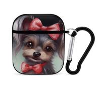 Cute Yorkie Dog Earphone Case Cover Compatible with AirPods 1&2 Shockproof Bluetooth Headset Case Black-style