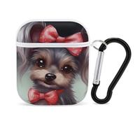 Cute Yorkie Dog Earphone Case Cover Compatible with AirPods 1&2 Shockproof Bluetooth Headset Case White-style
