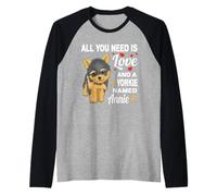 Cute Yorkie Named Annie for Yorkshire Terrier Dog Name Raglan Baseball Tee