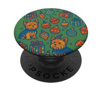 Cute Yorkshire Terrier Christmas Tree Holiday Dog Lover PopSockets Adhesive PopGrip