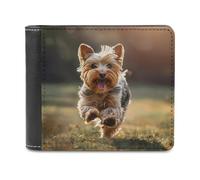 Cute Yorkshire Terrier Dog PU Leather Wallets Stylish Bifold Wallet Slim Front Pocket Credit Card Holder for Women Men