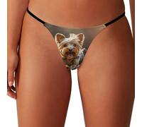 Cute Yorkshire Terrier Dog Women's G-String Thong Sexy T-back Tangas Low Rise Brief Underwear L