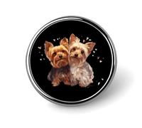 Cute Yorkshire Terrier Dogs Round Enamel Brooch Pin Button Badges Decoration Hat Clothing Bag Accessories Gift Crafts