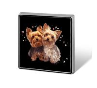 Cute Yorkshire Terrier Dogs Square Enamel Brooch Pin Button Badges Decoration Hat Clothing Bag Accessories Gift Crafts