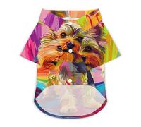 Cute Yorkshire Terrier Hawaii Shirt Print Dog Clothes T-Shirt Beach for Puppy Cat L