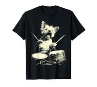 Cute Yorkshire Terrier Playing Drums Funny Music Dog Drummer T-Shirt