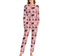 Cute Yorkshire Terrier Womens Pyjamas Sets Pjs Lounge Wear Long Sleeve Top And Pants with Pockets Loungewear