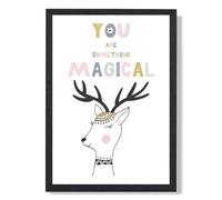Cute You are Magical Deer Scandi Quote Framed Print SIZE: A2 with Black Frame ARTZE Pink A2