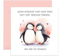 Cute You Are My Penguin Anniversary Card - Fun Valentine Romantic Valentine's Day Card for Spouse Girlfriend Boyfriend Wife Husband Partner - Card for Him Her | Blank Inside Envelope
