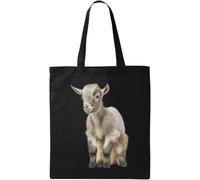 Cute Young Goat Natural Ecological Cotton Tote Bag Black