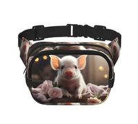 Cute young pig Pattern trendy fashionable waist bag, unisex travel sports messenger bag