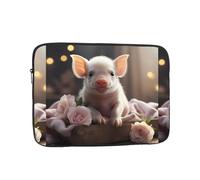 Cute Young Pig Patterned Laptop Sleeve 13 Inch Shockproof for Slim Protective Notebook Computer Bag Briefcase