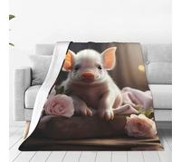 Cute Young Pig Print Ultra-Soft Micro Fleece Blanket Warm All Season Sofa Travel Throw for Office for Kids Adults Nap