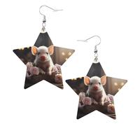 Cute young pig Prints Leather Star-Shaped Earrings Lightweight And Stylish Accessories For Parties Dances And Everyday Life.