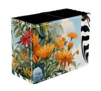 Cute Zebra and Flower Dual-Compartment Pen Pouch - 2-Layer Sort-It Case, Hand-Washable Canvas, Sturdy Upright Walls, Mini Desk Caddy for Pens, Tools, Accessories