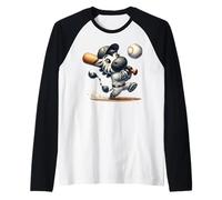 Cute Zebra Baseball Batter Cartoon Animal Design Raglan Baseball Tee