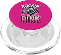 Cute Zebra Cancer Awareness Rockin Pink October Month Day PopSockets PopGrip for MagSafe