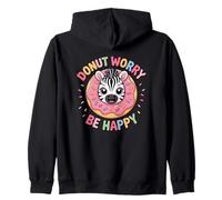 Cute Zebra Candy Design Donut Worry Happy Bakery Zip Hoodie
