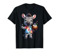 Cute Zebra Hawaiian Vacation Coconut Drink T-Shirt