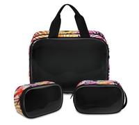 Cute Zebra Makeup Bag for Women Men, Colorful Zebra Translucent Cosmetic Bag Wash Pouch Shower Bag 3 Pcs Travel Toiletry Toiletries Cosmetic Organizer