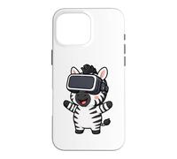 Cute Zebra Virtual Reality Gamer Cartoon Design Case for iPhone 16 Pro Max
