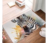Cute Zebra Watercolor Door Mat Indoor Outdoor Welcome Mat Resist Dirt Entryway Mat Low Profile Floor Mat Front Doormat Non-Slip Bath Mats Absorbent Flannel Area Rug 24 x 16 in