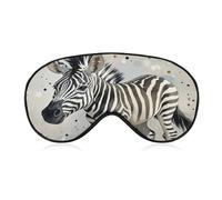 Cute Zebra Watercolor Sleep Mask Light Block-Out Eye Mask for Side Sleeper Pressure-Free Soft Night Blindfold with Adjustable Strap Breathable Sleep Eye Cover for Travel