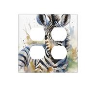 Cute zebra watercolor Wall Plates Decorative Light Switch Cover 2 Gang Outlet Covers Electrical Switchplate Thermoplastic Faceplate Cover for Decorator Device, Screws Included