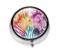 Cute Zebra Wild Animals Pill Box 3 Compartment Medicine Pill Organizer Cute Round Pill Case for Purse Pocket Travel Pillbox Portable Metal Medicine Vitamin Fish Oil Organizer Unique Gift