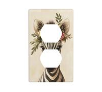 Cute Zebra with Flower Crown Outlet Cover Light Switch Cover Decorative 1 Gang Wall Plate for Kitchen Room Bathroom Size 7x11.4cm